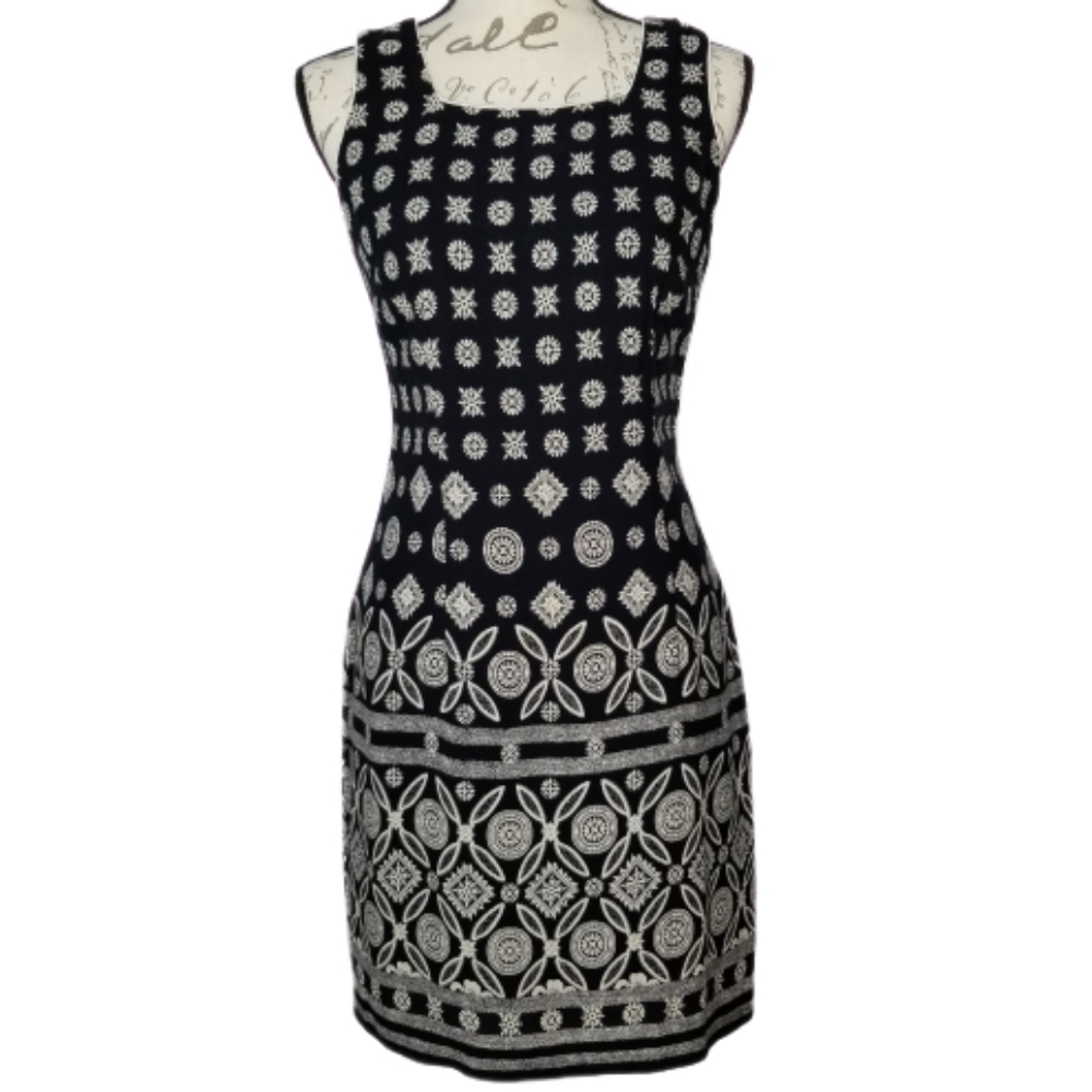 CDC Petites Sz. 6 Vintage BLK Medallion Tank Dress